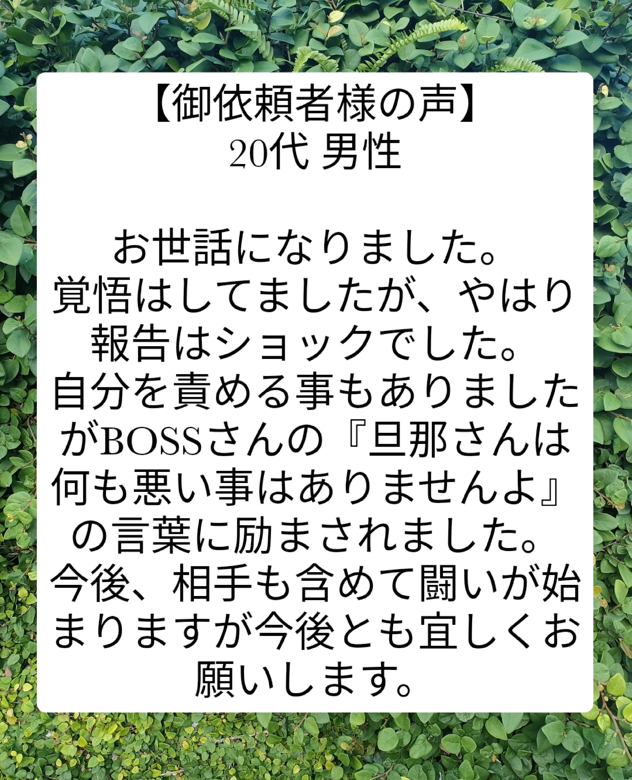 宮崎浮気不倫調査ブログ 御依頼様の声