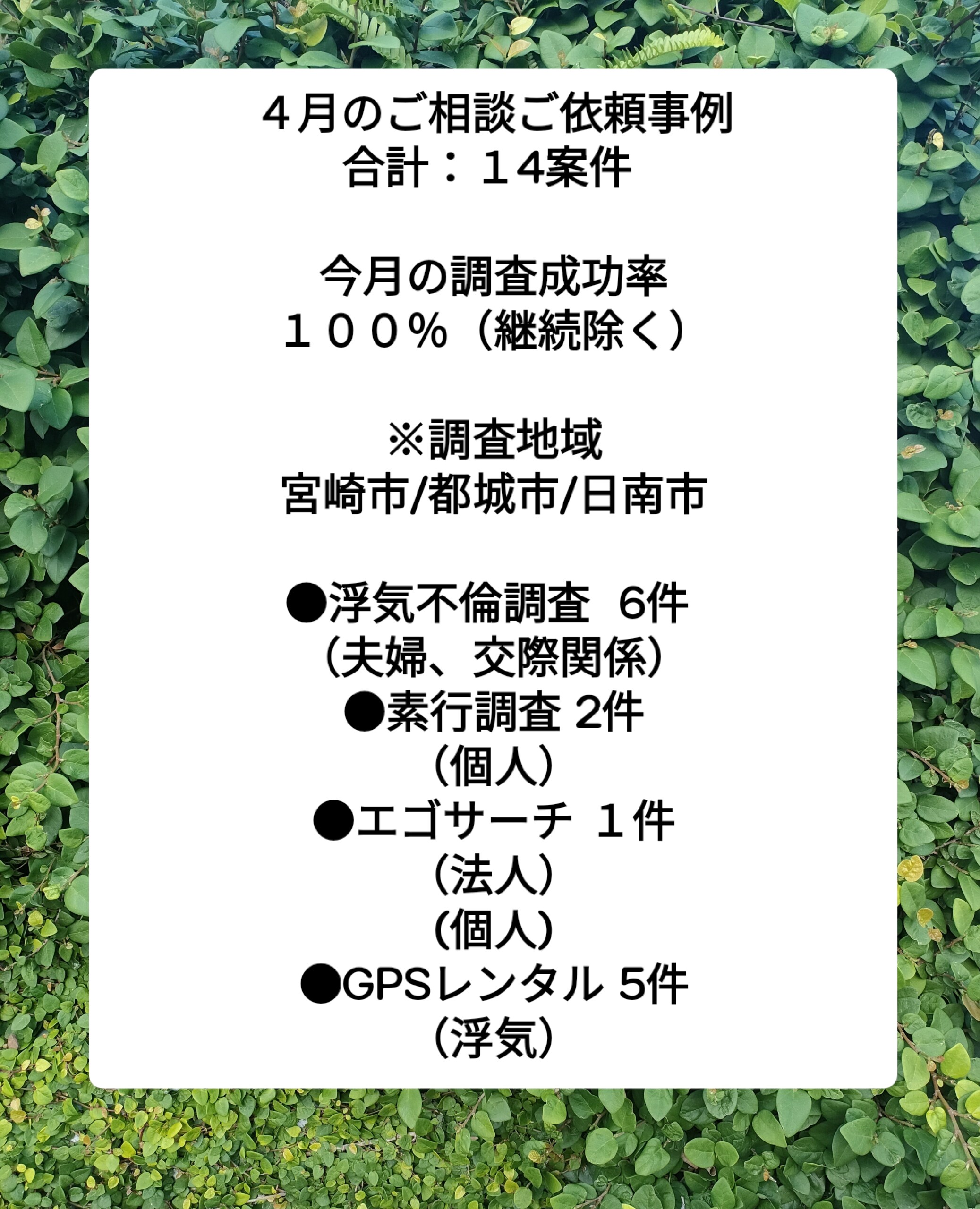 宮崎浮気不倫調査探偵社