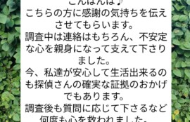 宮崎市浮気不倫調査探偵社ブログ 御依頼者様の声