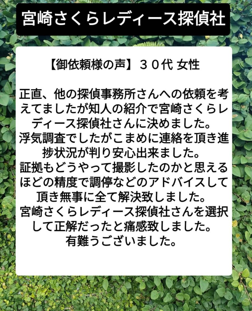 宮崎探偵ブログ　宮崎市浮気調査　宮崎市探偵社